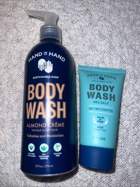 Hand in Hand Body Wash Bundle Almond Crème Body Wash & Travel Sea Salt Body Wash